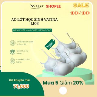Áo ngực học sinh 3 dây chất cotton có mút độn mỏng cho học sinh cấp 2, 3 hiệu VATINA L103