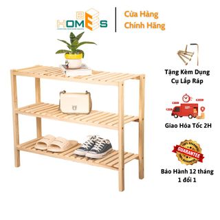 Kệ Giày Behomes 3 Tầng 80cm Gỗ Thông Cao Cấp Chống Mối Mọt Cong Vênh