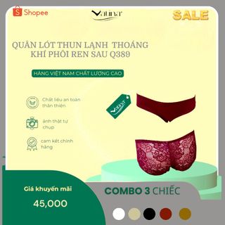 Quần lót nữ trơn phối ren mềm mại thoáng mát kiểu trẻ trung VIENA VQ389