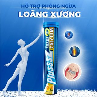 Viên sủi Plusssz Calcium vị đào , chanh leo không đường hỗ trợ tăng cường sức khỏe xương khớp