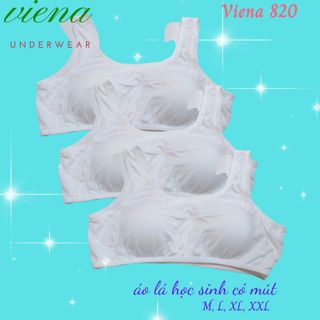 Áo lá học sinh cho bé gái cấp 1, 2 vải cotton mềm tốt có mút tháo rời mút mỏng 1 cm mã viena820