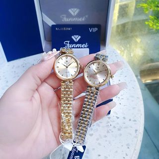 ĐỒNG HỒ NỮ CH.ÍNH HÃN.G FUNMEI F2119 MẶT TRÒN DÂY THÉP ĐI KÈM TEM KÍCH HOẠT ĐIỆN TỬ BẢO HÀNH 3