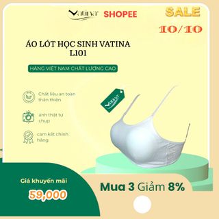 Áo lót học sinh cotton có mút độn dính liền 2 móc gài sau có dây vai tăng chỉnh VATINA L101