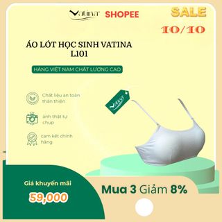 Áo lót học sinh cotton có mút độn dính liền 2 móc gài sau có dây vai tăng chỉnh VATINA L101