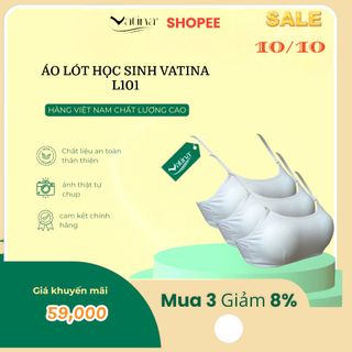 Áo lót học sinh cotton có mút độn dính liền 2 móc gài sau có dây vai tăng chỉnh VATINA L101