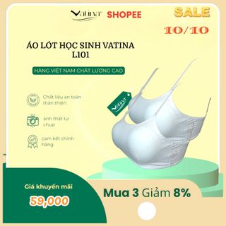 Áo lót học sinh cotton có mút độn dính liền 2 móc gài sau có dây vai tăng chỉnh VATINA L101
