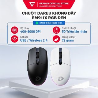 Chuột DareU Không dây EM911X RGB Trắng/ Đen