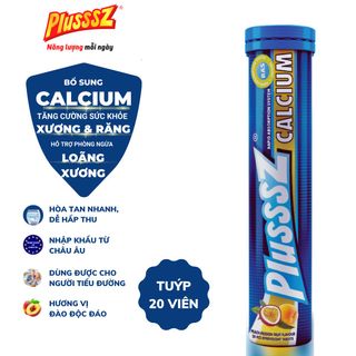 Viên sủi Plusssz Calcium vị đào , chanh leo không đường hỗ trợ tăng cường sức khỏe xương khớp