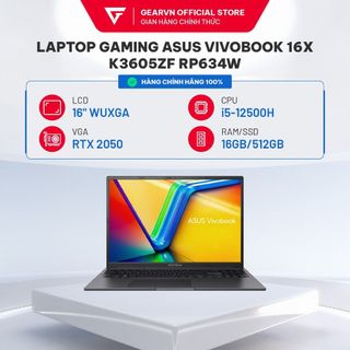 [Tặng Túi Chống Sốc] Laptop gaming ASUS Vivobook 16X K3605ZF RP634W i5-12500H| 16GB| 512GB| 2050