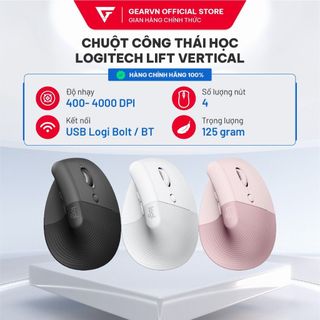 Chuột công thái học Logitech Lift Vertical White/ Black/ Pink