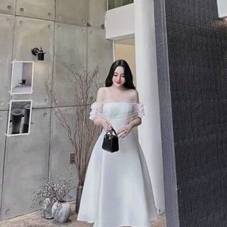 ĐẦM XÒE TRỄ VAI ĐÍNH HOA PHỐI LƯỚI SIÊU SANG QUÝ PHÁI