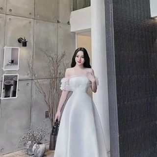 ĐẦM XÒE TRỄ VAI ĐÍNH HOA PHỐI LƯỚI SIÊU SANG QUÝ PHÁI