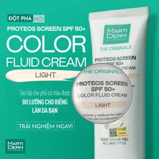 KEM CHỐNG NẮNG LÀM ĐỀU MÀU DA NÂNG TONE MARTIDERM THE ORIGINALS PROTEOS SCREEN SPF50+ COLOR FLUID CREAM (LIGHT) 40ML