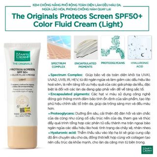 KEM CHỐNG NẮNG LÀM ĐỀU MÀU DA NÂNG TONE MARTIDERM THE ORIGINALS PROTEOS SCREEN SPF50+ COLOR FLUID CREAM (LIGHT) 40ML