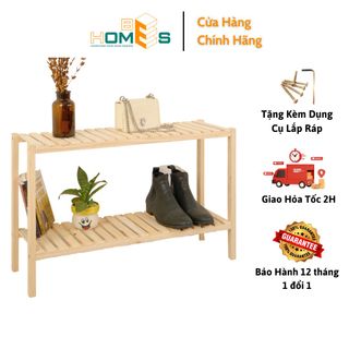Kệ Giày Behomes 2 Tầng 80cm Gỗ Thông Cao Cấp Chống Mối Mọt Cong Vênh