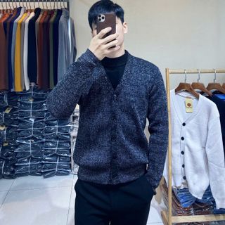 Cardigan len nam màu đen lấp lánh hàng bán chạy cardigan-tron Hà Đinh