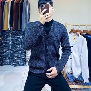 Cardigan len nam màu đen lấp lánh hàng bán chạy cardigan-tron Hà Đinh