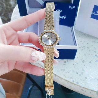 ĐỒNG HỒ NỮ CH.ÍNH HÃN.G FUNMEI F2140 MẶT OVAN VIỀN HỘT DÂY LƯỚI THÉP ĐI KÈM TEM KÍCH HOẠT ĐIỆN TỬ BẢO HÀNH 3