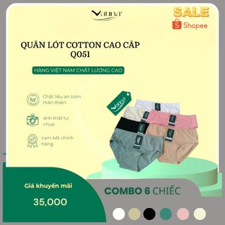 Quần lót nữ cotton trơn VATINA 051 thoáng khí hút ẩm chất liệu an toàn với cho phụ nữ