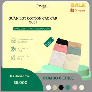 Quần lót nữ cotton trơn VATINA 051 thoáng khí hút ẩm chất liệu an toàn với cho phụ nữ