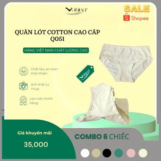 Quần lót nữ cotton trơn VATINA 051 thoáng khí hút ẩm chất liệu an toàn với cho phụ nữ