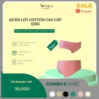 Quần lót nữ cotton trơn VATINA 051 thoáng khí hút ẩm chất liệu an toàn với cho phụ nữ