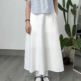 Chân váy basic nữ công sở dáng xòe thanh lịch có túi sườn