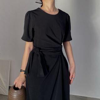 Đầm fom suông dáng dài nơ eo liền thân