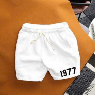 Quần short nam trên gối 1977 sang trọng, lưng thun có dây rút