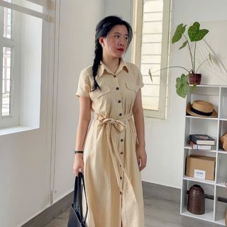 Đầm sơ mi fom rộng dáng dài