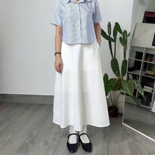 Áo sơ mi fom lửng croptop cổ sen