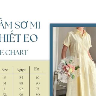 Đầm sơ mi sọc dáng dài thiết kế chiết eo tay ngắn-Lemme