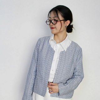 Áo khoác dạ Tweed nữ 2 lớp nút bọc
