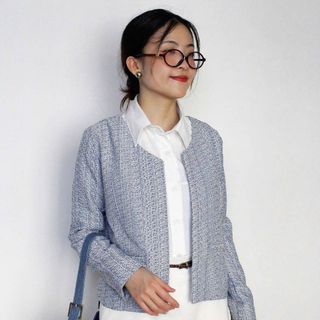 Áo khoác dạ Tweed nữ 2 lớp nút bọc