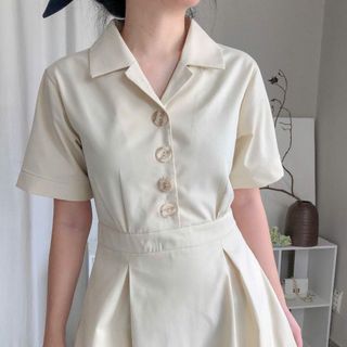 Đầm sơ mi cổ vest dáng dài