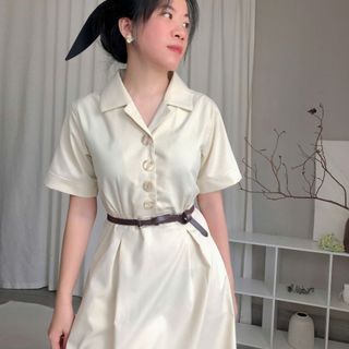 Đầm sơ mi cổ vest dáng dài