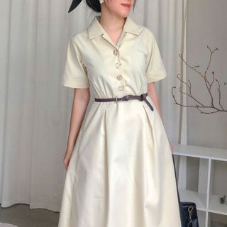 Đầm sơ mi cổ vest dáng dài