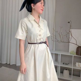 Đầm sơ mi cổ vest dáng dài