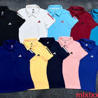 Áo thun nữ 3 sọc có cổ polo thời trang 10 màu mới 2024 chất cotton co dãn 4 chiều thấm hút mồ hôi