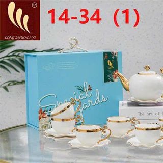 BỘ BÌNH TRÀ CHÉN SỨ XANH NGỌC BÍCH KÈM ĐĨA CHÂU ÂU SANG TRỌNG