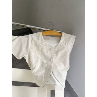 Áo khoác linen bột tay ngắn-tà bầu