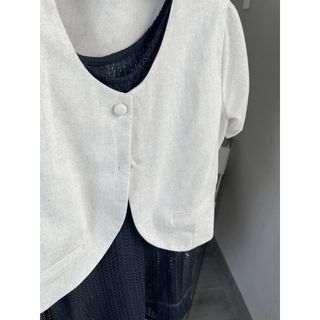 Áo khoác linen bột tay ngắn-tà bầu