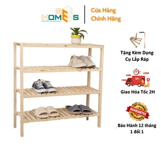 Kệ Giày Behomes 4 Tầng 80cm Gỗ Thông Cao Cấp Chống Mối Mọt Cong Vênh