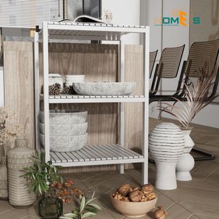 Kệ Gỗ Lò Vi Sóng Behomes 3 Tầng - Kệ Để Đồ Gỗ Thông Chắc Chắn Chống Mối Mọt
