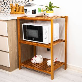 Kệ Gỗ Lò Vi Sóng Behomes 3 Tầng - Kệ Để Đồ Gỗ Thông Chắc Chắn Chống Mối Mọt