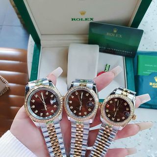 ĐỒNG HỒ NAM NỮ CAO CẤP RÔ LE DÂY THÉP MẶT MÀU KÍNH SAPHIRE VIỀN ĐÁ 3