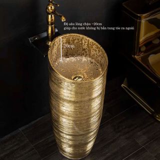 Lavabo trụ đứng mạ vàng bóng SB209V thiết kế sang trọng đẳng cấp cho phòng tắm