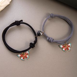 Cặp Vòng tay tình nhân tim nam châm kết nối  với chram bướm xinh cực ( Hàng Giá Tận Xưởng )