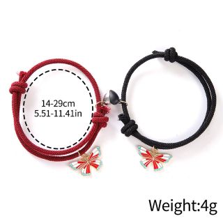 Cặp Vòng tay tình nhân tim nam châm kết nối  với chram bướm xinh cực ( Hàng Giá Tận Xưởng )