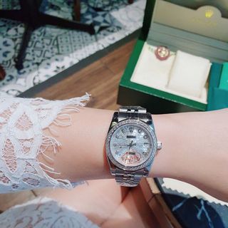 ĐỒNG HỒ NAM NỮ CAO CẤP RÔ LE DÂY THÉP MẶT KÍNH SAPHIRE VIỀN ĐÁ 6